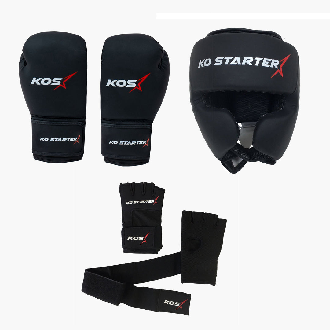 Fightsafe kit KO Starter: Manusi + Casca + CADOU Bandaje GEL | knock-out.ro