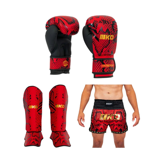 Pachet Fire Snake: Manusi Box + Tibiere + Sort | knock-out.ro