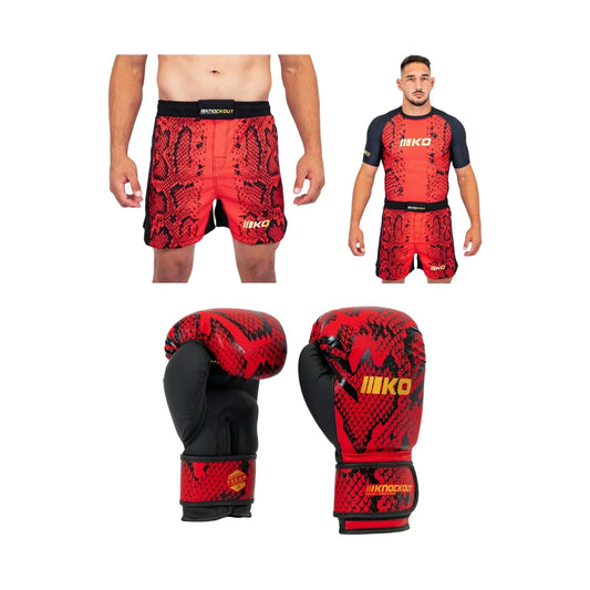 Pachet Fire Snake: Sort MMA + Tricou Compresie + Manusi Box | knock-out.ro